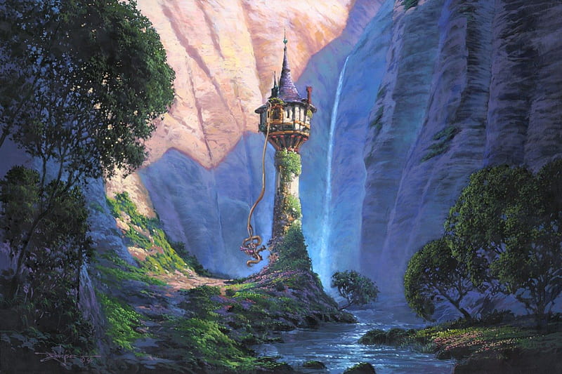 Tangled Castle, Tangled, Disney, Castle, Painting, Rapunzel, HD wallpaper