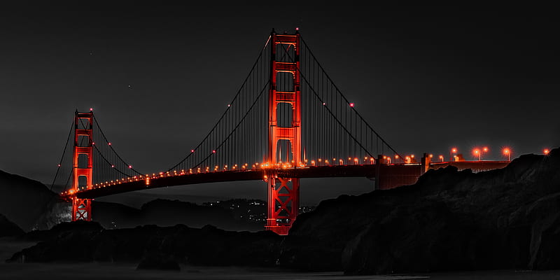 Golden Gate Bridge San Francisco Night, golden-gate-bridge, bridge, san-francisco, world, HD wallpaper