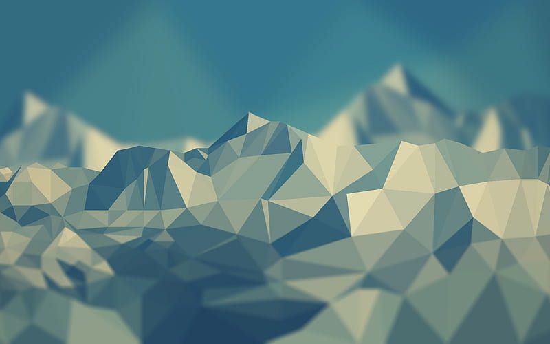 polygon abstraction, mountain landscape, geometric abstraction, mountains, HD wallpaper