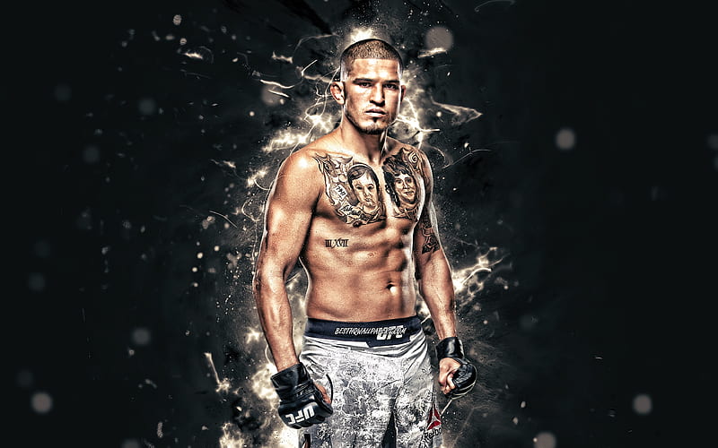 Anthony Pettis white neon lights, american fighters, MMA, UFC, Mixed martial arts, Anthony Pettis , UFC fighters, MMA fighters, Anthony Paul Pettis, HD wallpaper