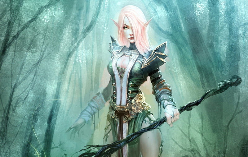 Female Elf Wizard with Dark Blue Hair - wide 5