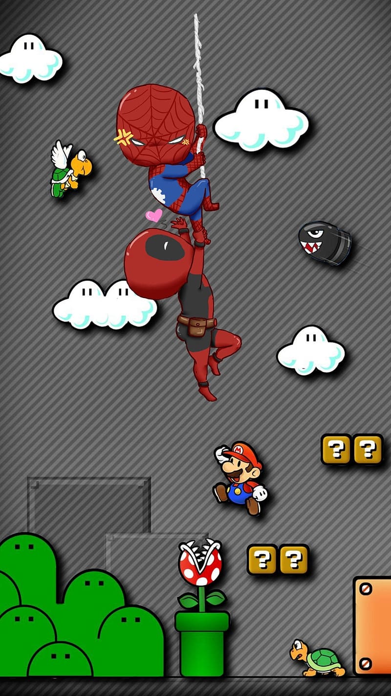 Punch Hole, spiderman deadpool, spiderman, deadpool, punch, hole, HD phone wallpaper