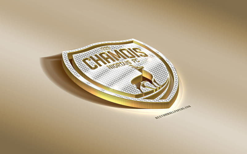 Chamois Niortais FC, French football club, golden silver, Niort, France, Ligue 2, 3d golden emblem, creative 3d art, football, FC Chamois Niort, HD wallpaper
