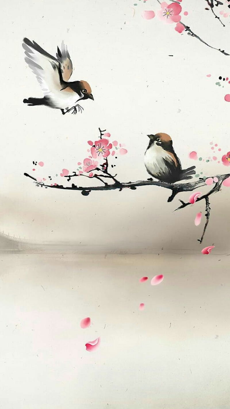 Birds, bird, love, tree, HD phone wallpaper
