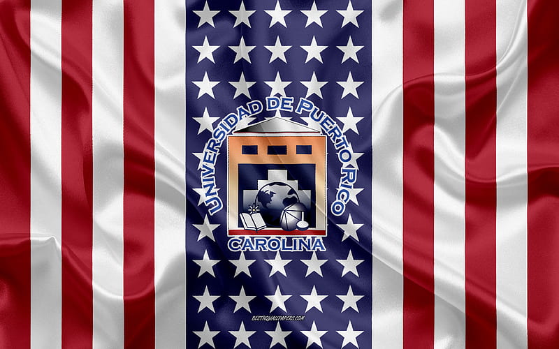 University of Puerto Rico at Carolina Emblem, American Flag, University of Puerto Rico at Carolina logo, Carolina, Puerto Rico, USA, University of Puerto Rico at Carolina, HD wallpaper