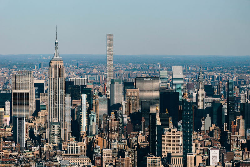 city, buildings, aerial view, metropolis, architecture, new york, HD wallpaper