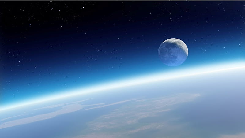 Earth And Moon From Space, HD wallpaper