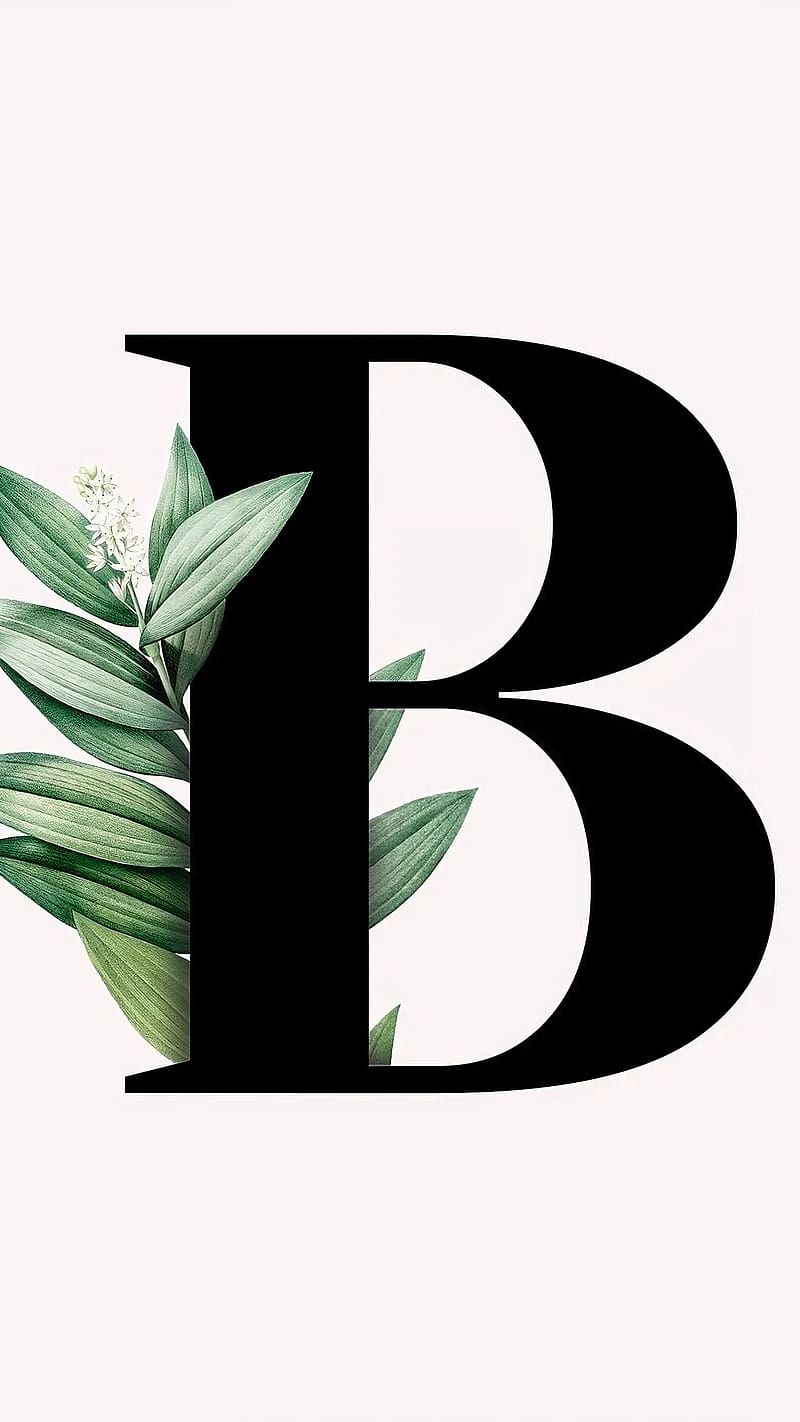 B Name , leaves, letter b, HD phone wallpaper