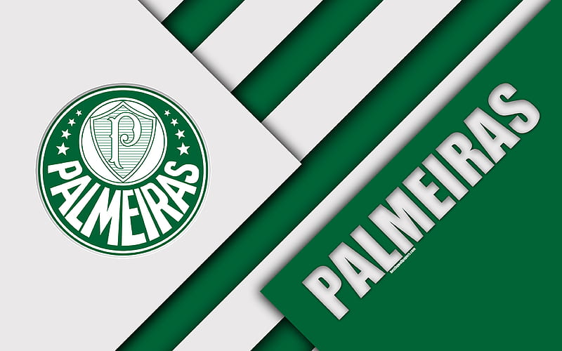 Palmeiras FC, São Paulo, Brazil material design, green white abstraction, Brazilian football club, Serie A, football, HD wallpaper