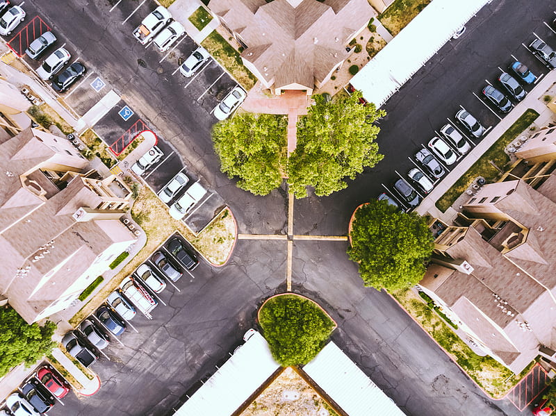 aerial of intersection road, HD wallpaper