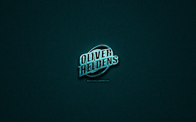 Oliver Heldens glitter logo, music stars, creative, blue metal background, Oliver Heldens logo, brands, superstars, Oliver Heldens, HD wallpaper