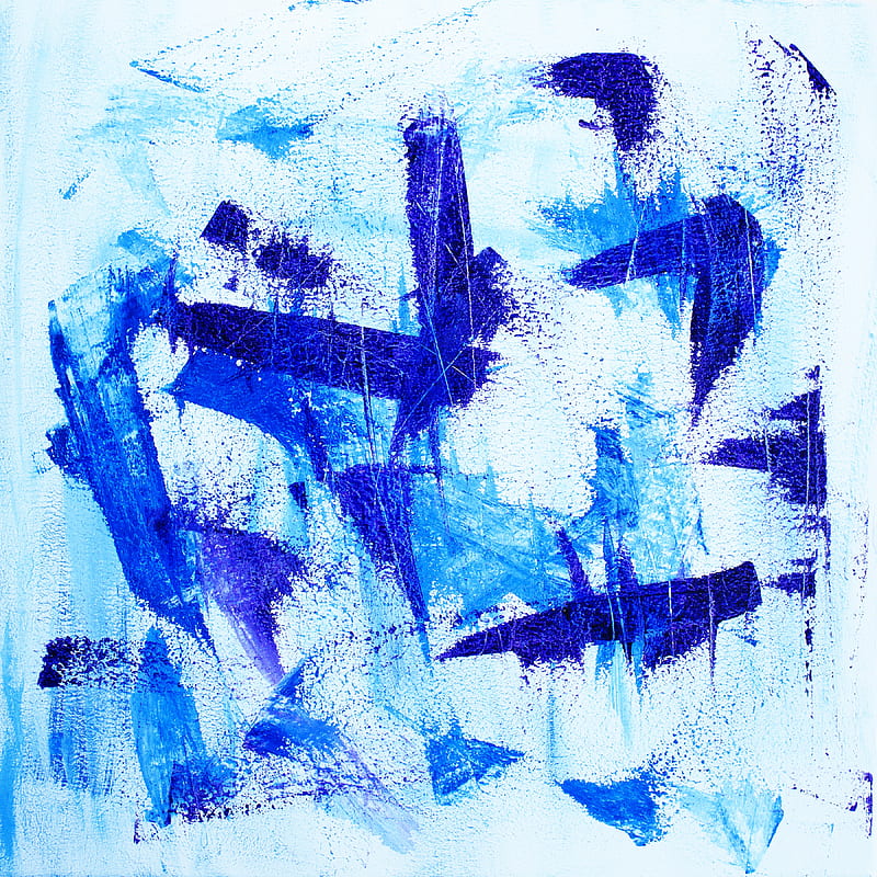 wall, brush strokes, paint, abstraction, blue, HD phone wallpaper