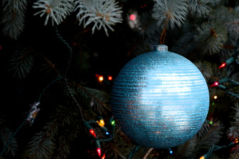 A Blue Christmas, christmas graphy, christmas bulb, blue, HD wallpaper