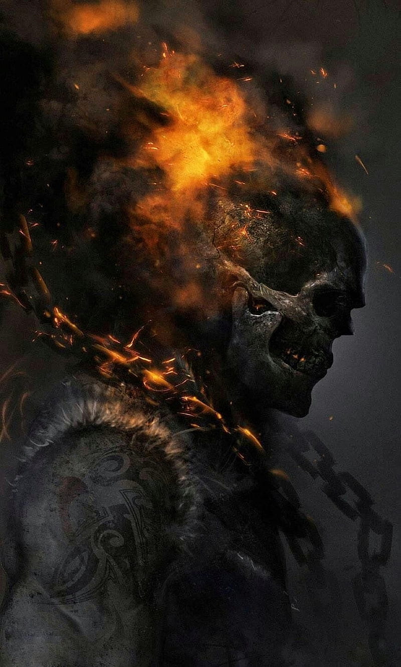 Ghost Rider Skulls Fanart film flame Black 1080x1920 ghost phone HD phone  wallpaper  Pxfuel