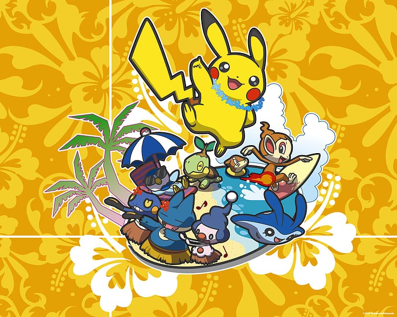 Pokémon, Pikachu, Video Game, Starter Pokemon, Piplup (Pokémon), Turtwig (Pokémon), Buizel (Pokemon), Chimchar (Pokémon), Croagunk (Pokémon), Mantyke (Pokémon), Mime Jr (Pokémon), Munchlax (Pokémon), HD wallpaper