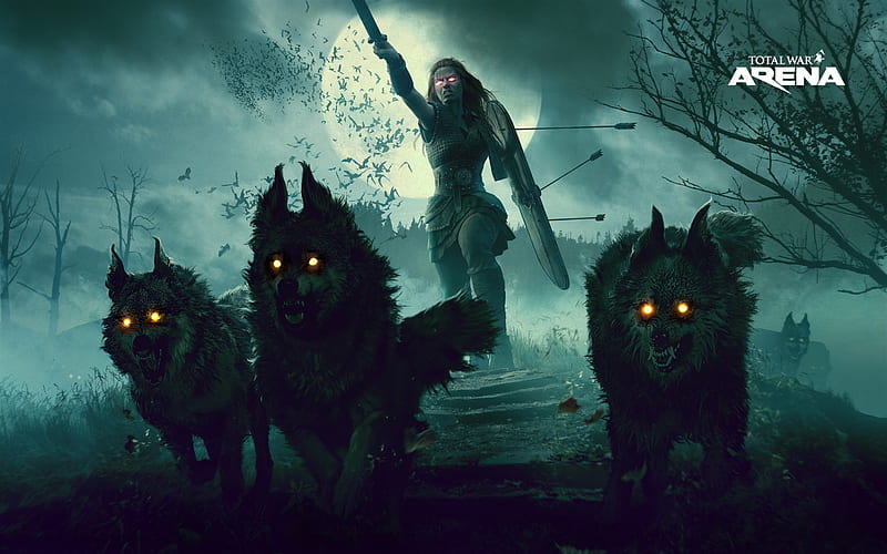 Total War Arena, 2018, Boudica, black wolves, attack, online game, HD wallpaper