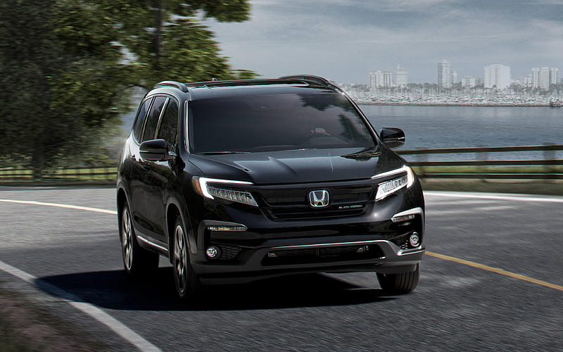 2020, Honda Pilot, front view, exterior, black SUV, new black Pilot ...