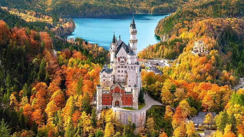 Neuschwanstein Castle Autumn Schwangau Bavaria Bing, HD wallpaper