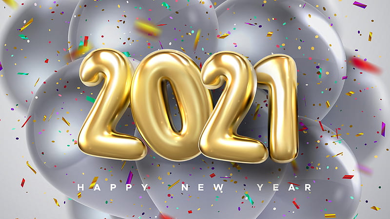 Happy New Year 2021 In Colorful Small Paper Pieces Happy New Year 2021, HD wallpaper