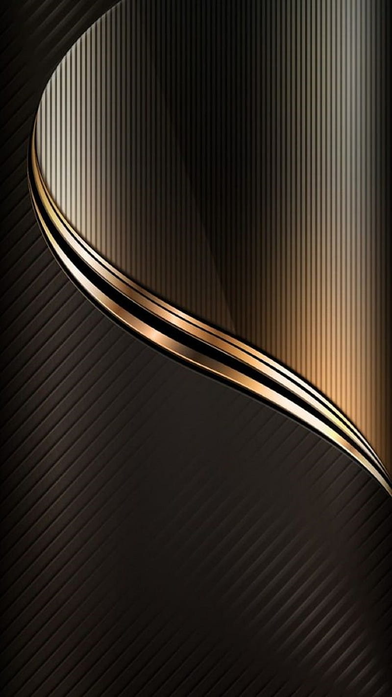 Pattern, abstract, black gold edge, HD phone wallpaper