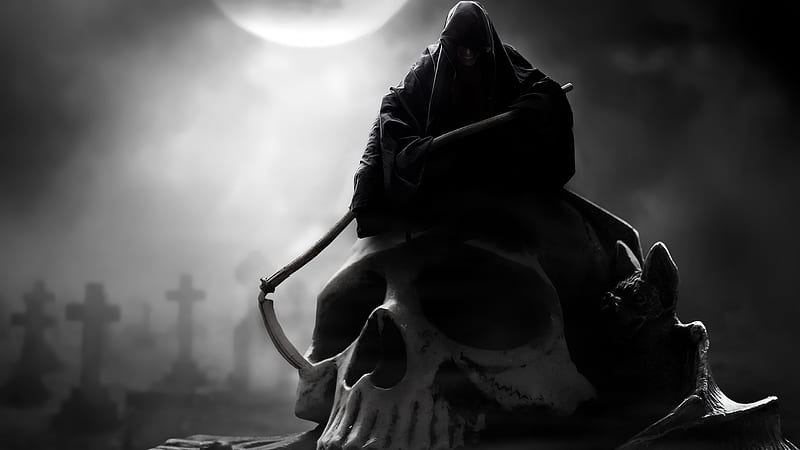 grim reaper, grim, reaper, skull, cemetary, HD wallpaper