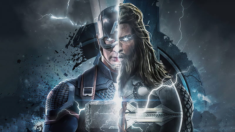 Captain America Thor , captain-america, thor, superheroes, artwork, artist, HD wallpaper