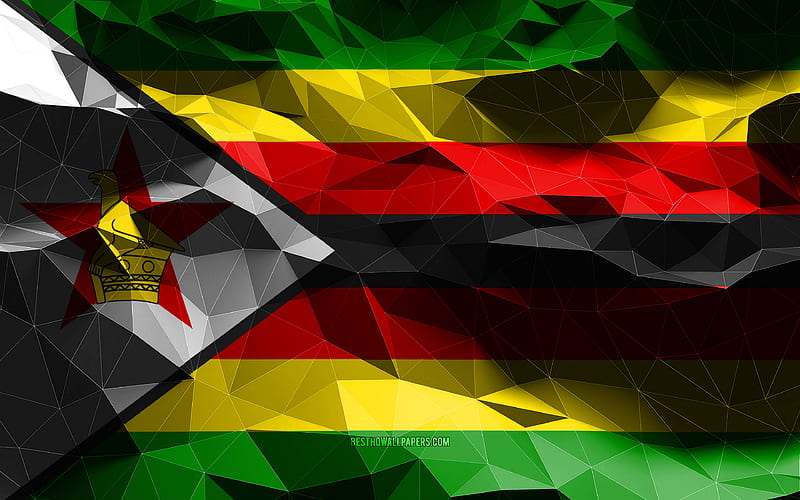 Zimbabwean flag, low poly art, African countries, national symbols, Flag of Zimbabwe, 3D flags, Zimbabwe, Africa, Zimbabwe 3D flag, Zimbabwe flag, HD wallpaper