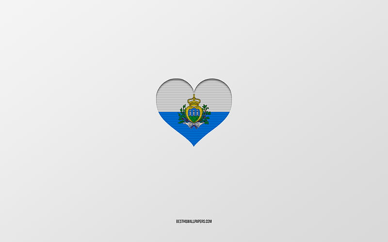 I Love San Marino, European countries, San Marino, gray background, San Marino flag heart, favorite country, Love San Marino, HD wallpaper
