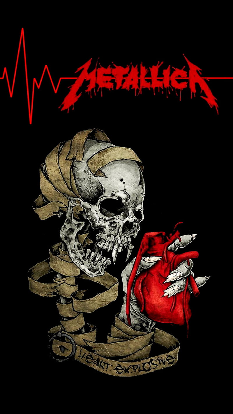 Metallica, death magnetic, grenade pin, heart beat, lyric, my apocalypse, pushead, skull, HD phone wallpaper