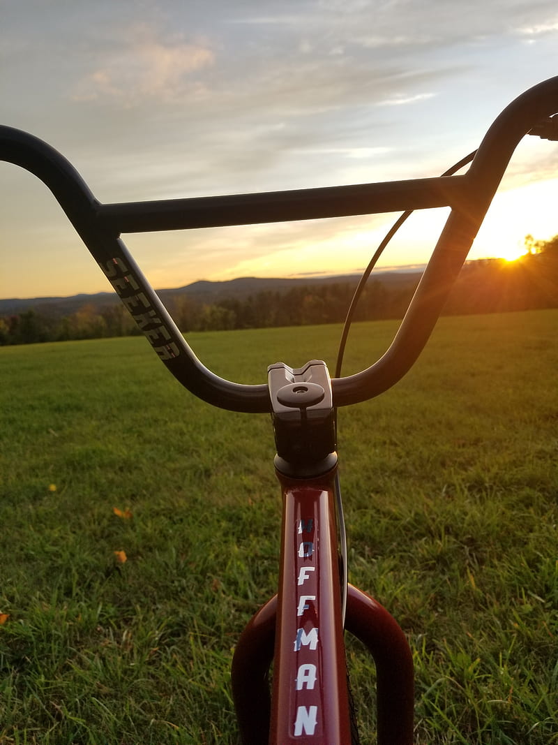 BMX, bike, bycicle, field, nature, sun, sunset, HD phone wallpaper
