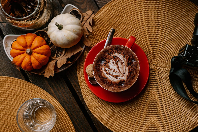 Food, Cappuccino, Coffee, Mug, Pumpkin, HD wallpaper