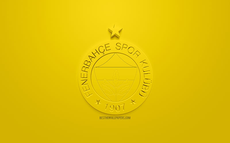 Fenerbahce SK, creative 3D logo, yellow background, 3d emblem, Turkish football club, SuperLig, Istanbul, Turkey, Turkish Super League, 3d art, football, 3d logo, HD wallpaper