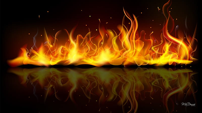 Burning, heat, Firefox theme, fire, flames, sparks, hot, reflection, HD wallpaper