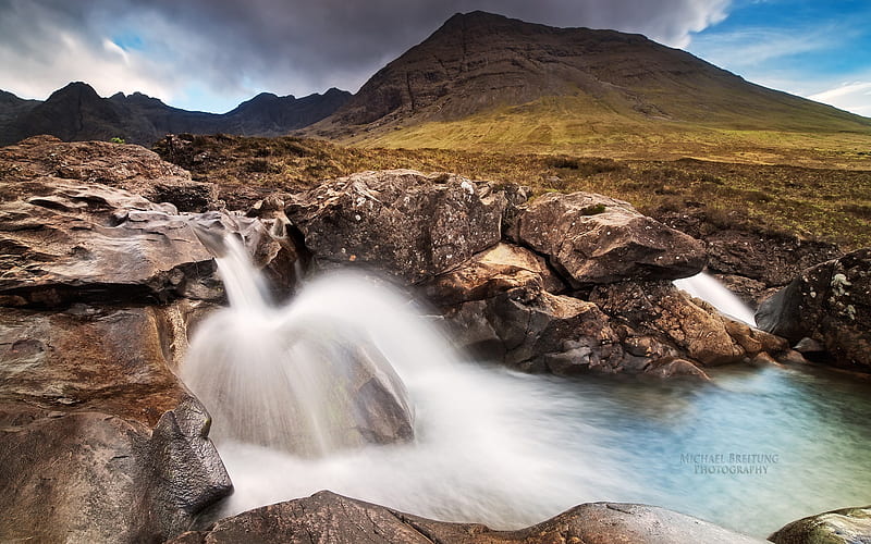 Isle of Skye Scotland waterfall, HD wallpaper