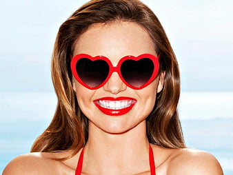 Download Girl With Red Heart Sunglasses PFP Aesthetic Wallpaper