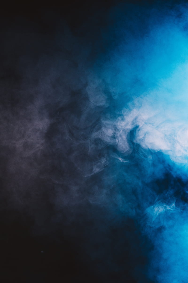 colored smoke, smoke, dark, blue, HD phone wallpaper