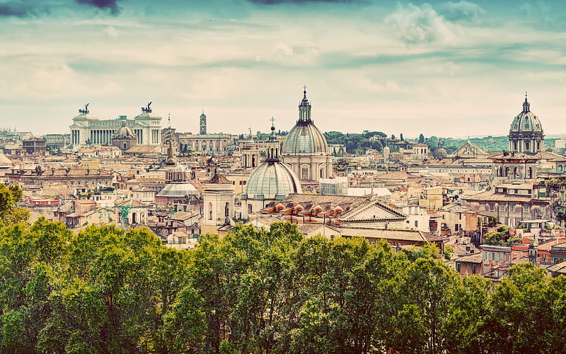Rome panorama, cityscapes, old buildings, Italy, Europe, HD wallpaper