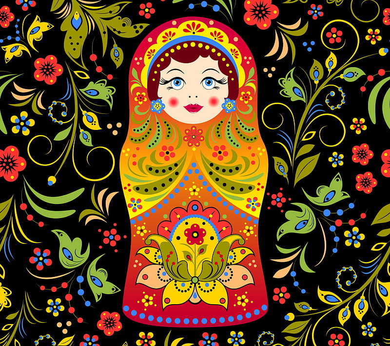 Russian Doll, abstract, art, doll, floral, matryoshka, nesting, pattern, russian, HD wallpaper