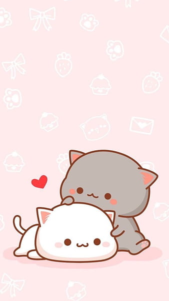 Cute cats, cat, cats, cute, cute cat, kawaii, love, pink, HD phone wallpaper