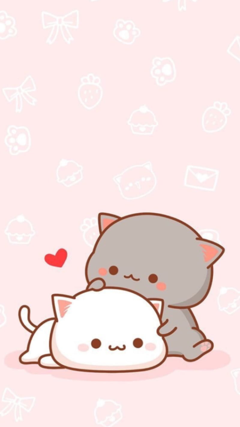 Cute uwu, cat, kawaii, kitty, love, HD phone wallpaper