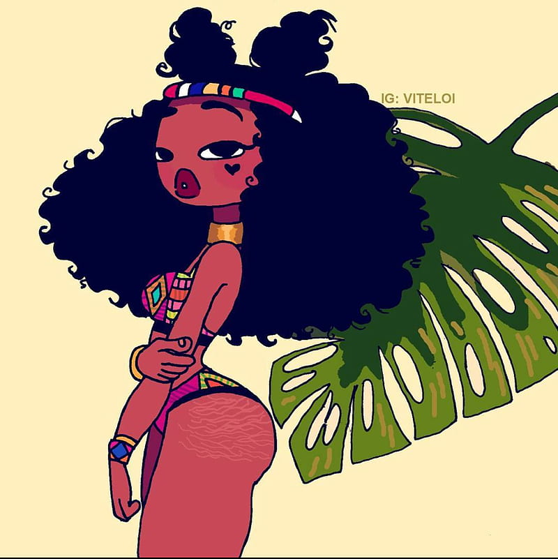 Natural Black Girl, bonito, black, black girl, cool, drawing