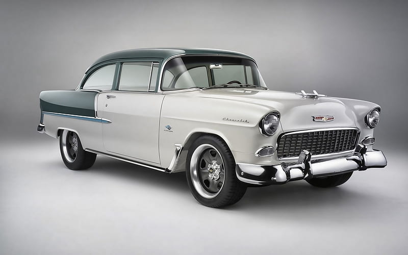 Chevrolet Bel Air, studio, 1955 cars, retro cars, american cars, 1955 Chevrolet Bel Air, Chevrolet, HD wallpaper