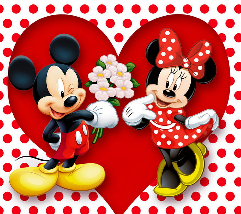 1080x960px, for you, heart, love, mickey mouse, minnie mouse, valentines day, HD wallpaper