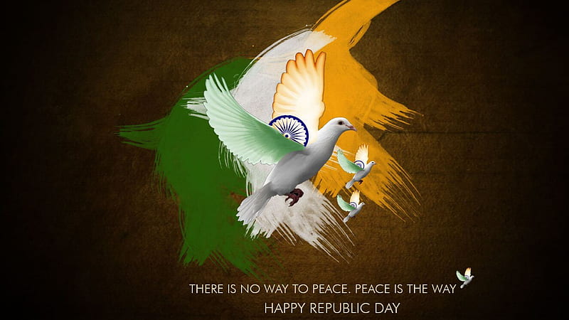 White Pigeons In Flag Background Republic Day, HD wallpaper