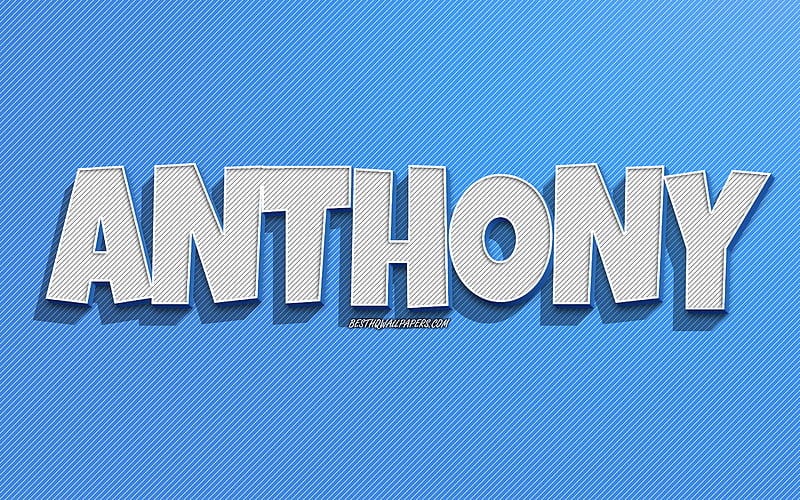 Anthony, blue lines background, with names, Anthony name, male names, Anthony greeting card, line art, with Anthony name, HD wallpaper