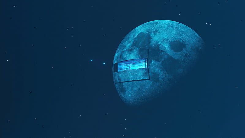 Space Station Moon , moon, space, artist, artwork, digital-art, artstation, HD wallpaper