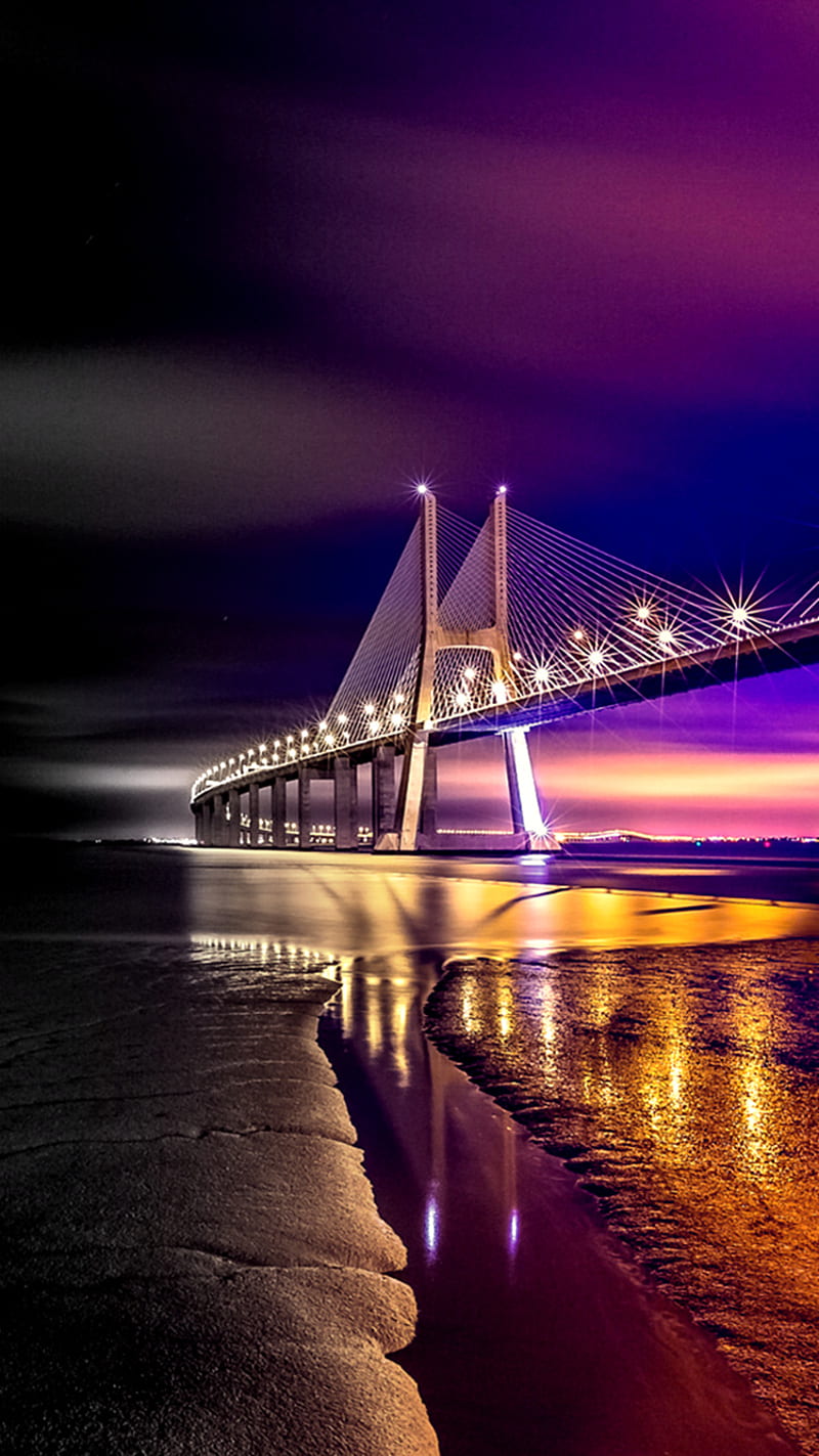 Night City Lights, bridge, HD phone wallpaper