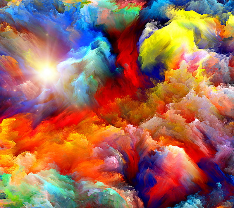Unreal Clouds, colorful, stars, sun, HD wallpaper