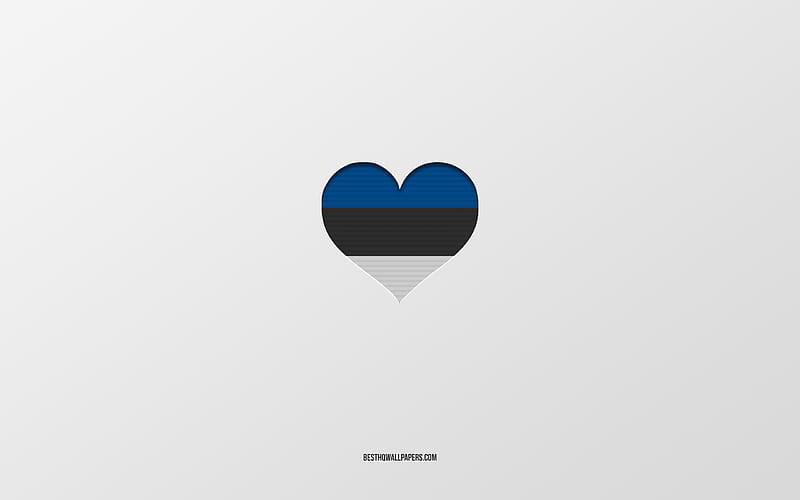I Love Estonia, European countries, Estonia, gray background, Estonia flag heart, favorite country, Love Estonia, HD wallpaper