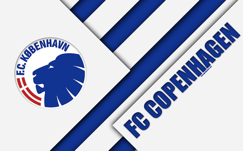 FC Copenhagen material design, white blue abstraction, logo, Danish football club, Copenhagen, Denmark, Danish Superliga, football, HD wallpaper